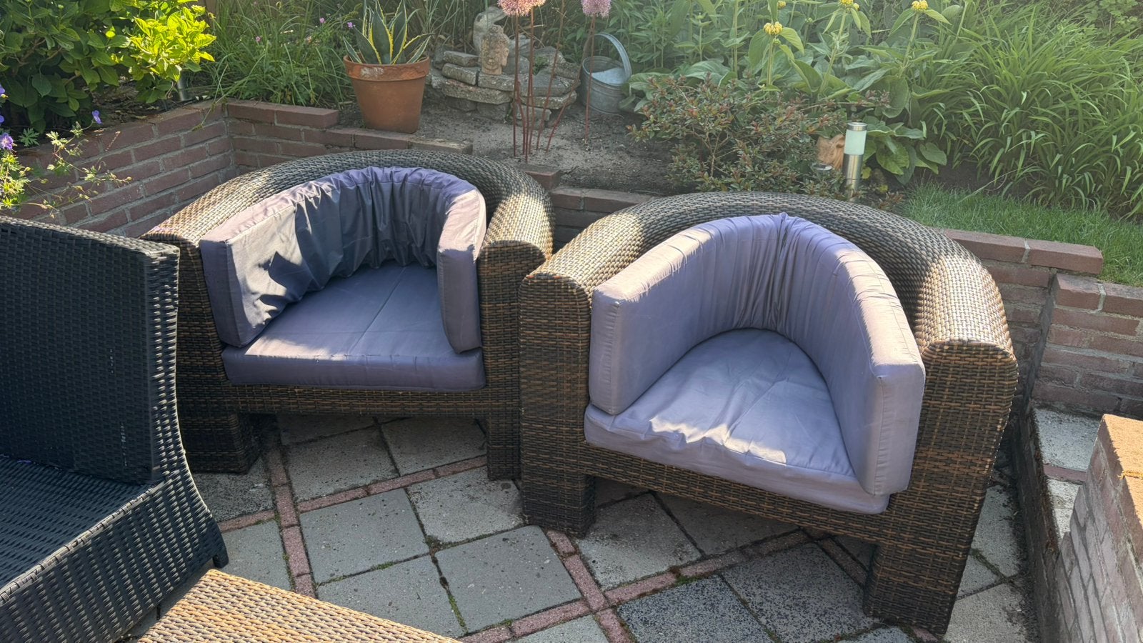 Lounge Set / Wicker tuinset. 2 stoelen tafel en 2 zits bank, Ophalen, Zo goed als nieuw, Wicker, Bank