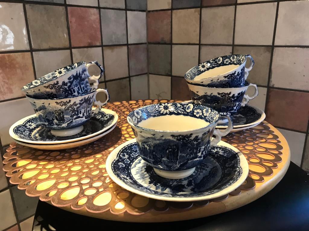 Chinees/Japans,antiek/vintage kop en schotel,5 stuks, Antiek en Kunst, Antiek | Servies los, Ophalen of Verzenden