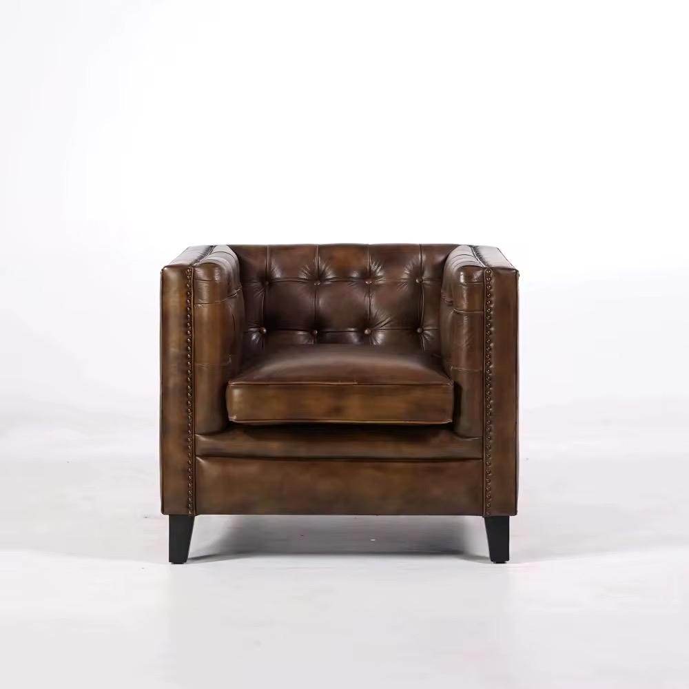 Nieuwe Chesterfield Fauteuil - Modern Design, Huis en Inrichting, Fauteuils, Verzenden, Nieuw, Leer, 75 tot 100 cm