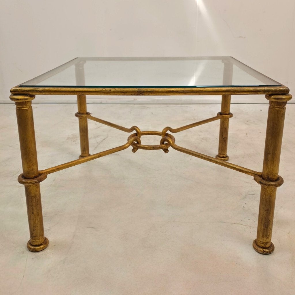 Salontafel Banci Florence jaren 70 Hérmes model verguld, Huis en Inrichting, Tafels | Salontafels, Ophalen, Gebruikt, 50 tot 100 cm
