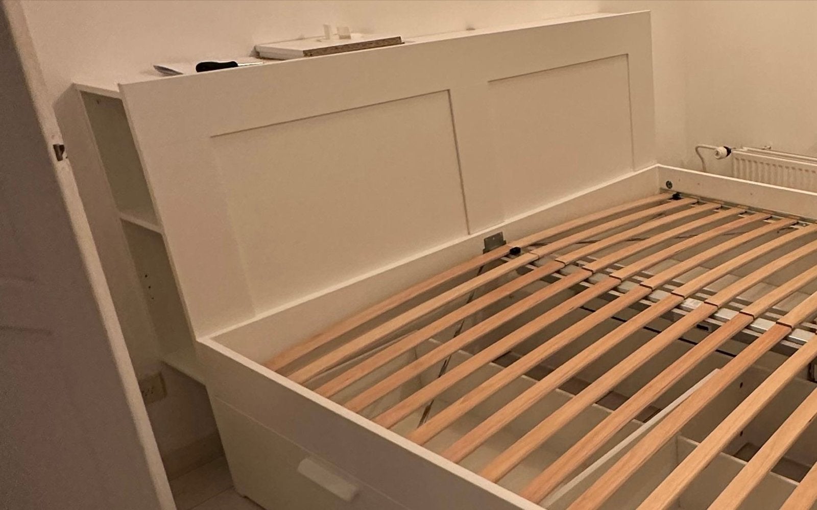 Ikea BRIMNES hoofdeinde met opbergruimte, wit, Ophalen, Wit, Tweepersoons, Zo goed als nieuw