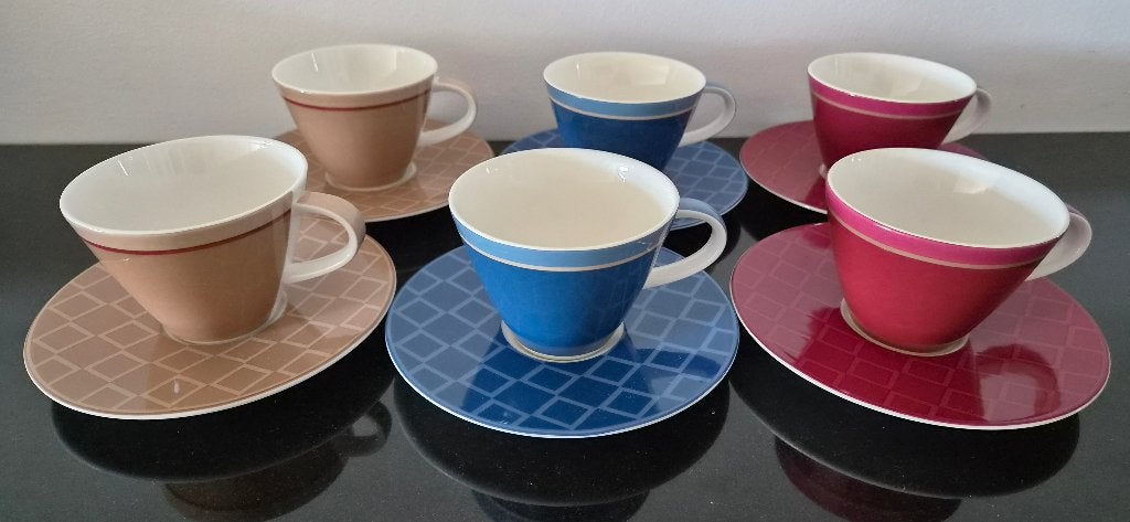 6 Villeroy & Boch kop en schotel set, Huis en Inrichting, Villeroy & Boch, Ophalen of Verzenden, Zo goed als nieuw, Modern