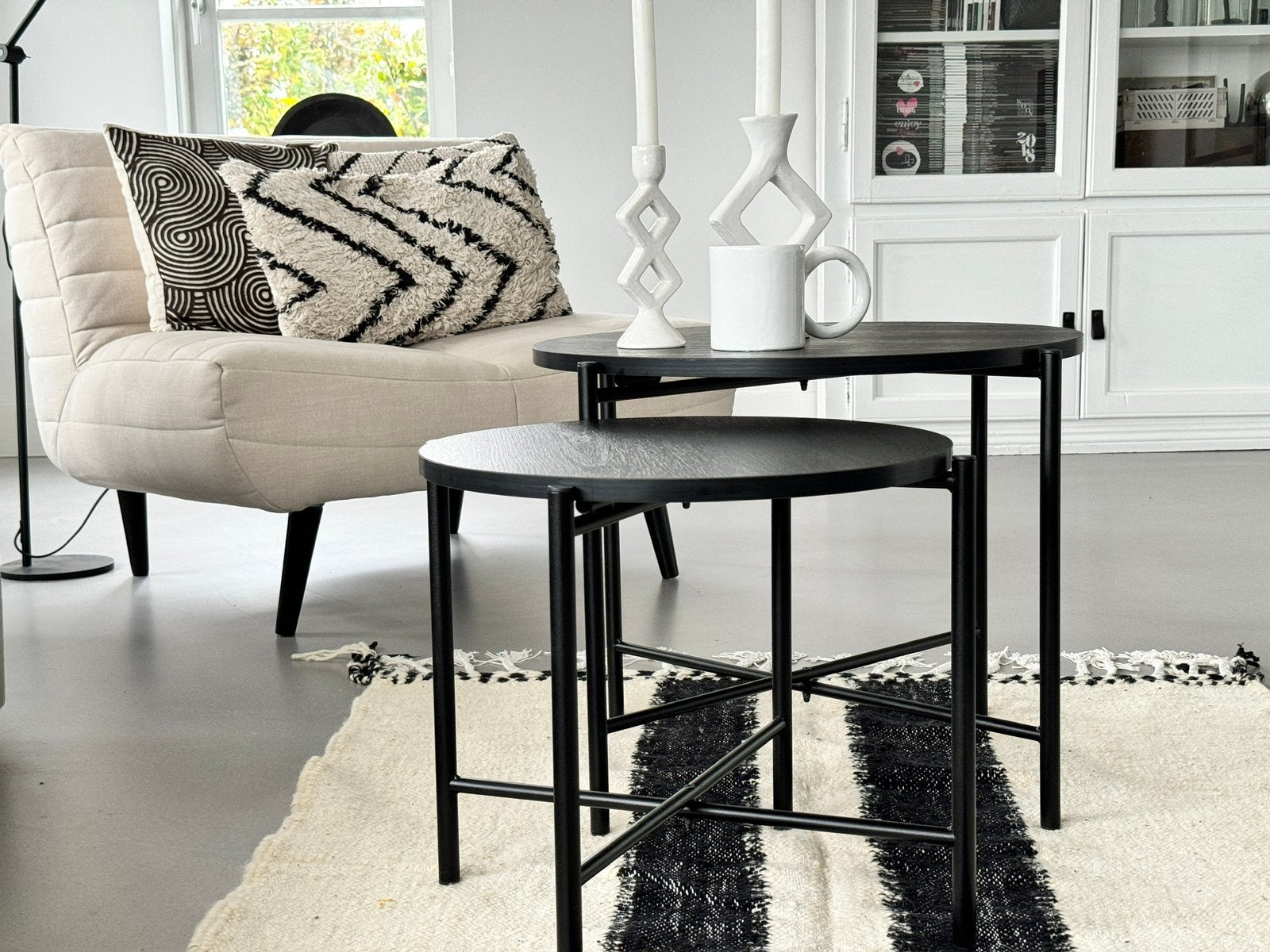 Bijzettafel/salontafel | twee stuks, Ophalen, Gebruikt, Rond, 50 tot 100 cm