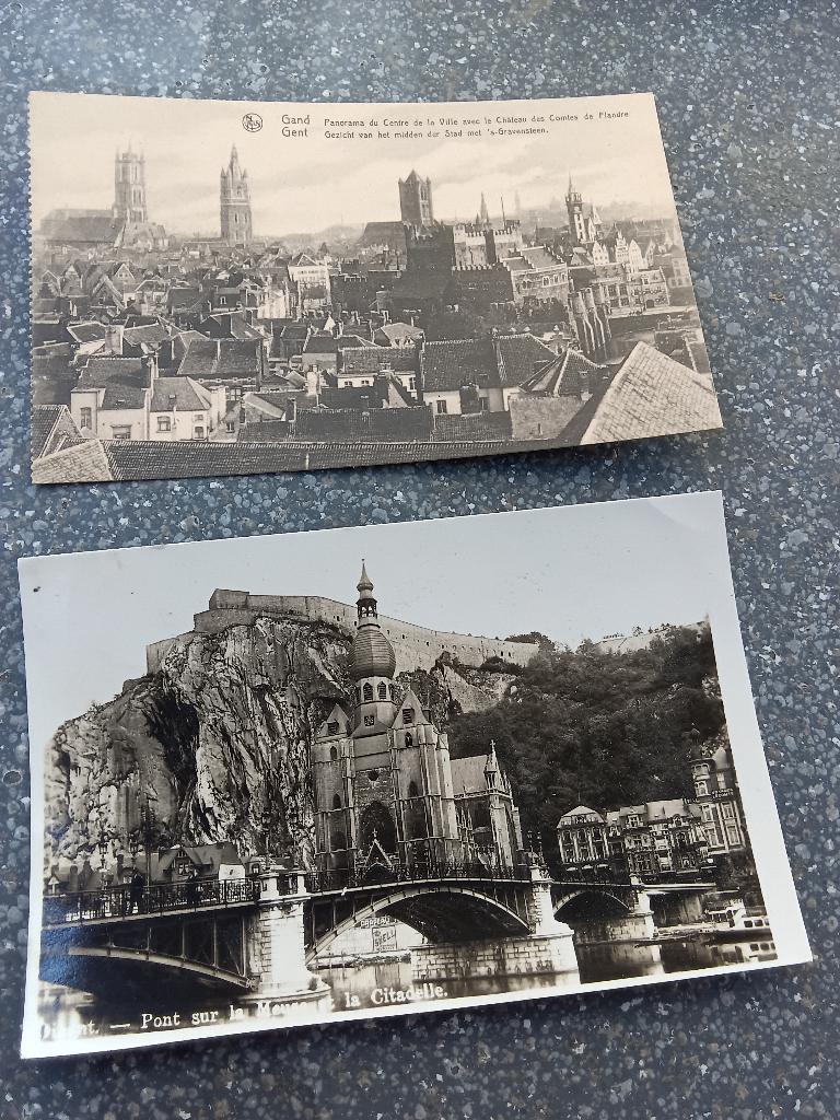 Twee oud ansichtkaarten dinant en Gent, Verzenden, 1920 tot 1940, Gelopen, Namen