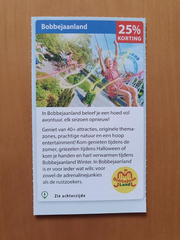 Bobbejaanland 25% korting maximaal 5 personen, Drie personen of meer, Kortingskaart