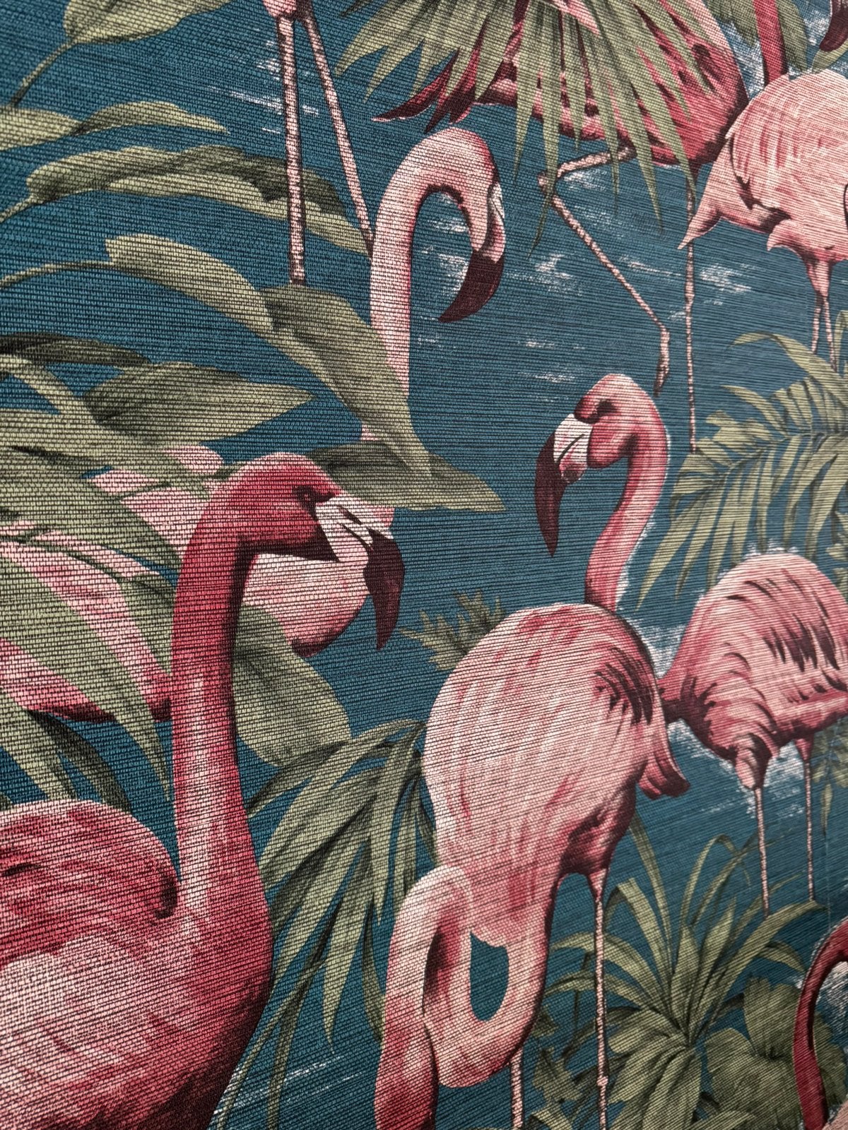 Prachtig ARTE behang flamingo roze/groen rest stuk, Huis en Inrichting, Blauw, Arte, Ophalen of Verzenden, Art deco