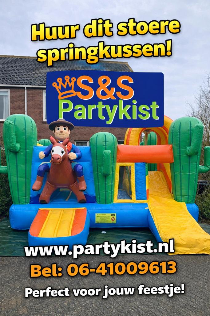 Springkussen verhuur - Stoer cowboy thema!, Ophalen of Verzenden, Zo goed als nieuw