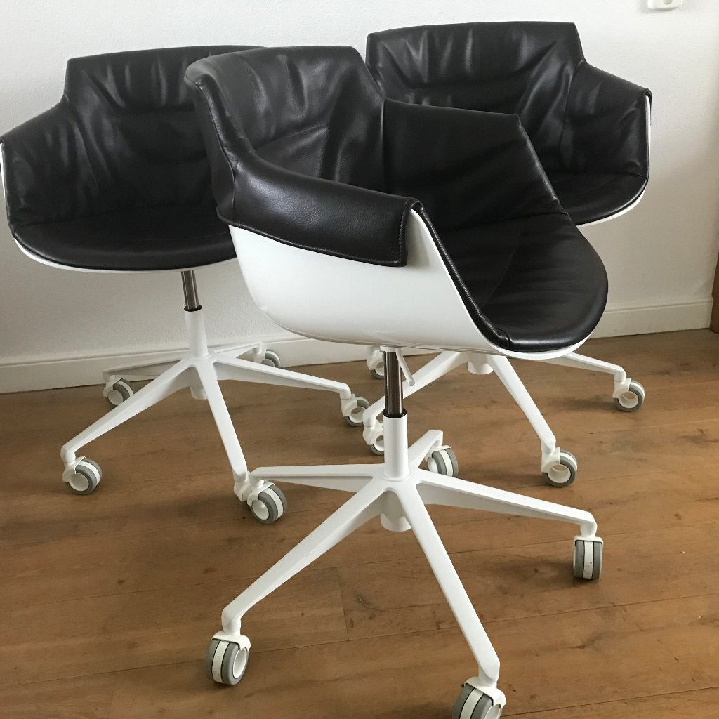 3 IZGS MDF Italia Flow Slim chair bureaustoel stoel leer, Ophalen, Zwart, Zo goed als nieuw, Nvt