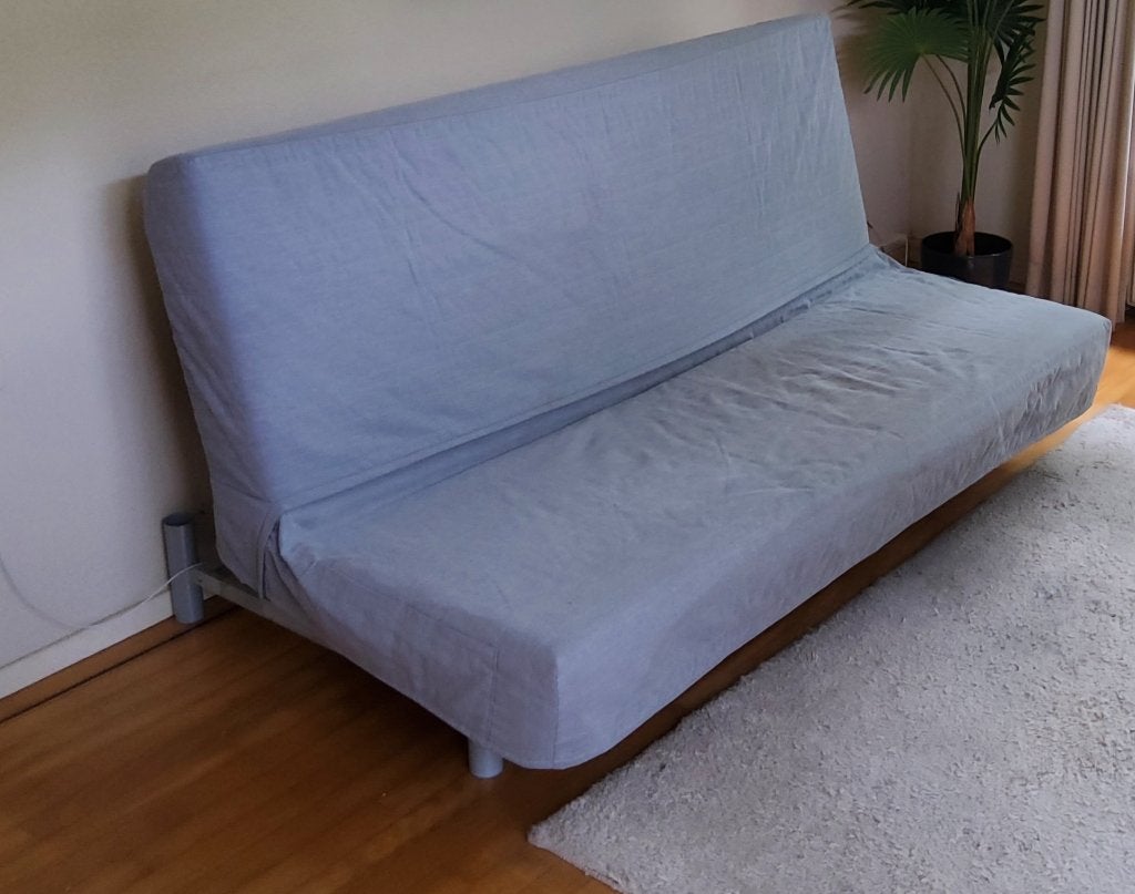Bedbank Beddinge van Ikea, Ophalen, Tweepersoons, Grijs, 140 cm