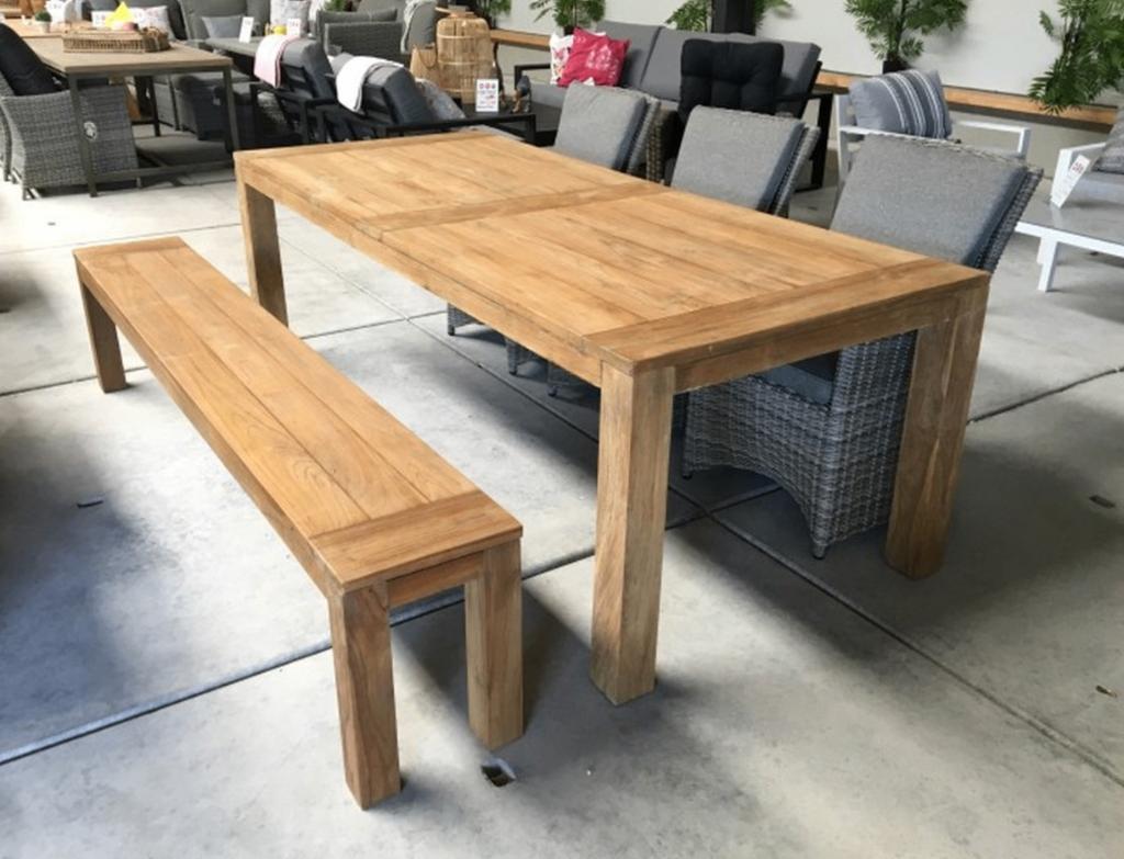 Tuinset | 240cm teak tuintafel | incl 3 Cadiz stoel grijs, Tuin en Terras, Ophalen, Bank, 6 zitplaatsen, Teakhout