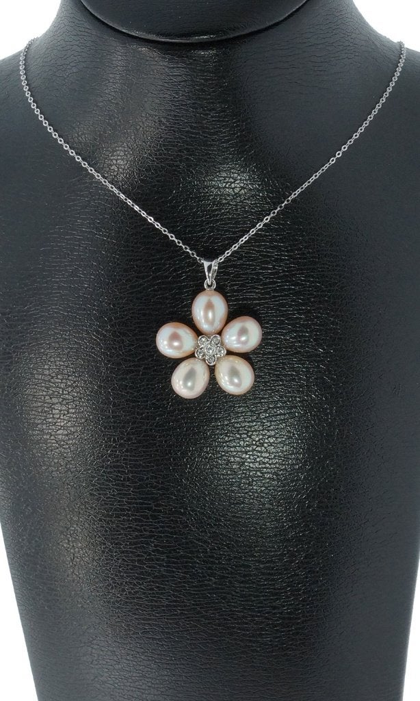 Diamanten parel bloem fraaie 18k ketting hanger goud dame, Voordeelsieraden, Ophalen of Verzenden, Zo goed als nieuw, Info@voordeelsieraden.nl