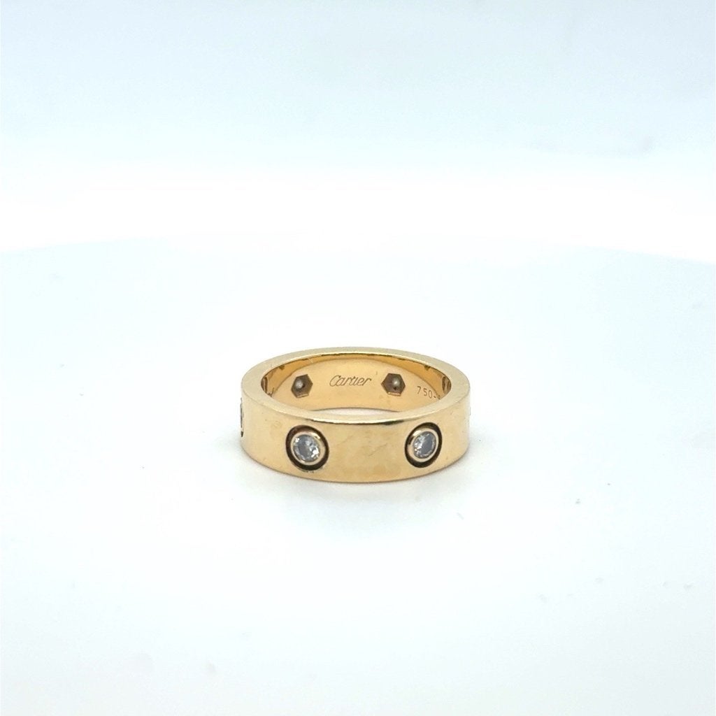 Exclusieve Cartier Love Ring 18k Geelgoud met 6 Diamanten, Ophalen of Verzenden, Zo goed als nieuw, Dame, Goud
