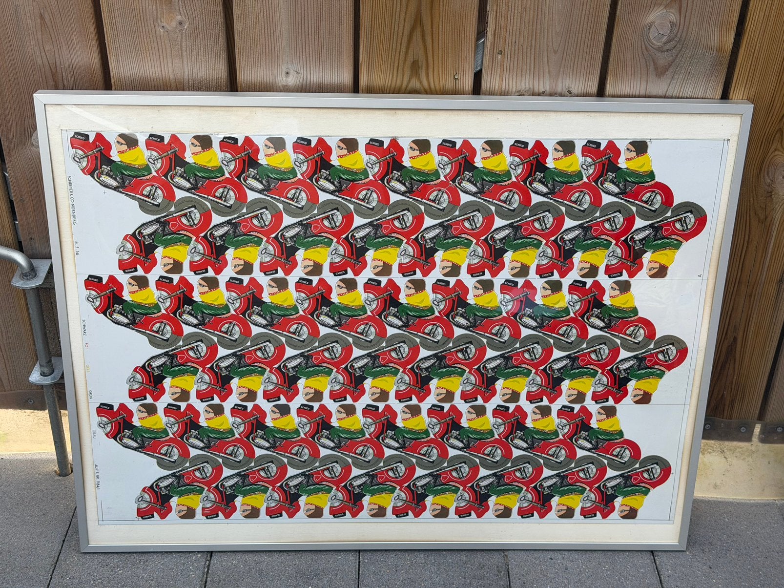 Schüco persplaat van blik ingelijst., Antiek en Kunst, Ophalen of Verzenden