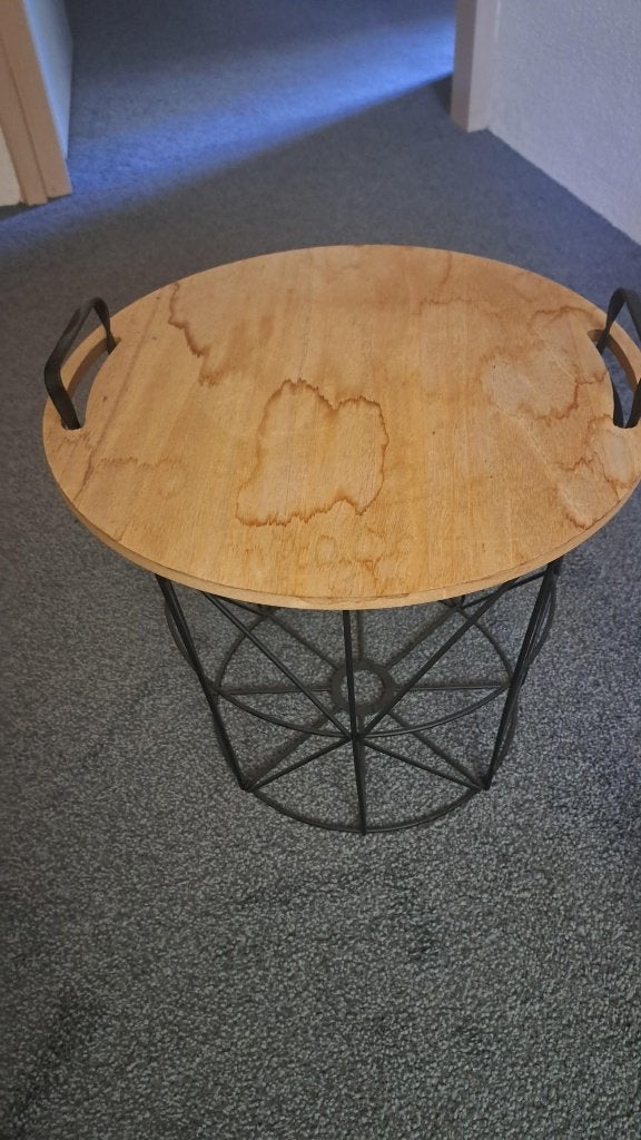 bijzettafeltje/ mand met deksel, Huis en Inrichting, Woonaccessoires | Schalen en Manden, Ophalen, Gebruikt, Rond, Riet