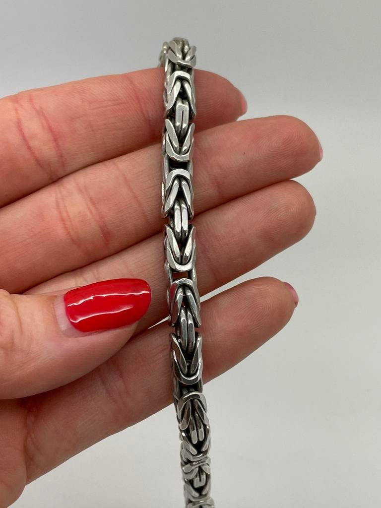 D899 Prachtige zilveren armband koningsschakel, Ophalen of Verzenden, X, Zilver, Zilver
