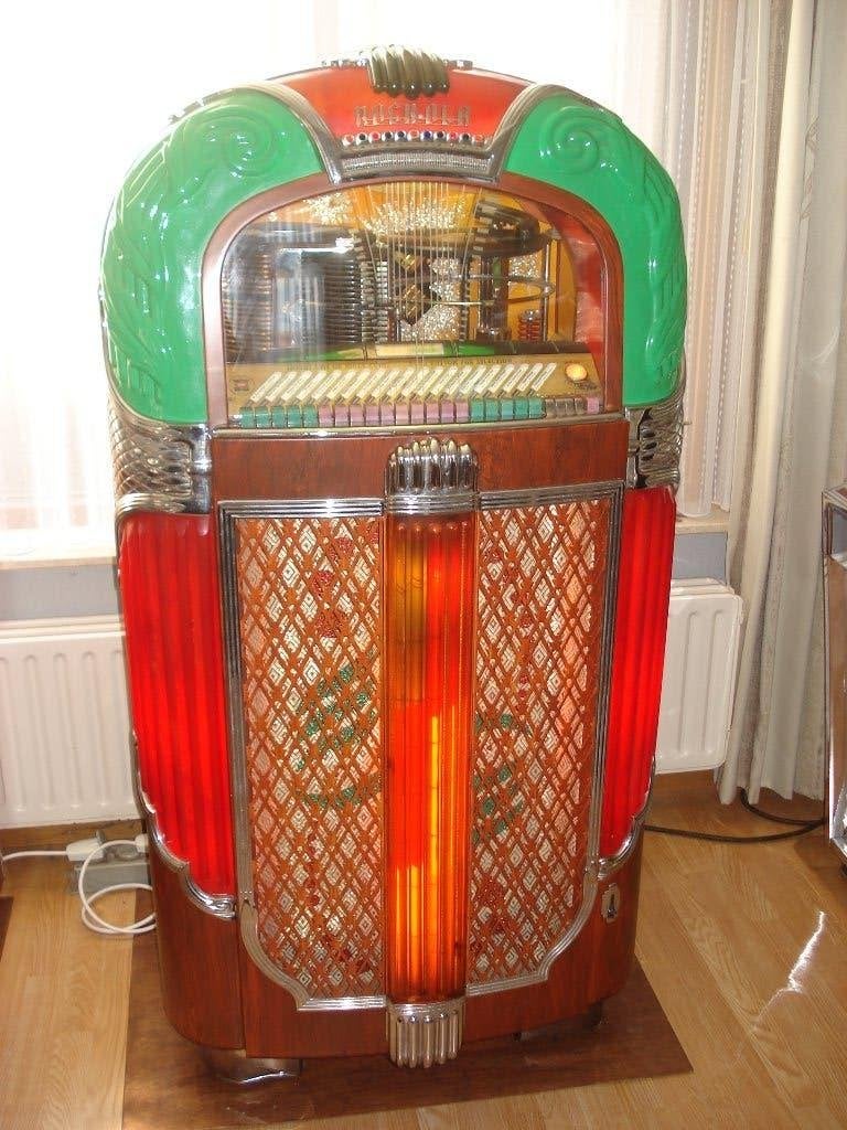 Jukebox Rock Ola 1428 Compleet inc 78 rpm Platen uit 1948, Rock Ola, Zo goed als nieuw, Voor 1950, Ophalen