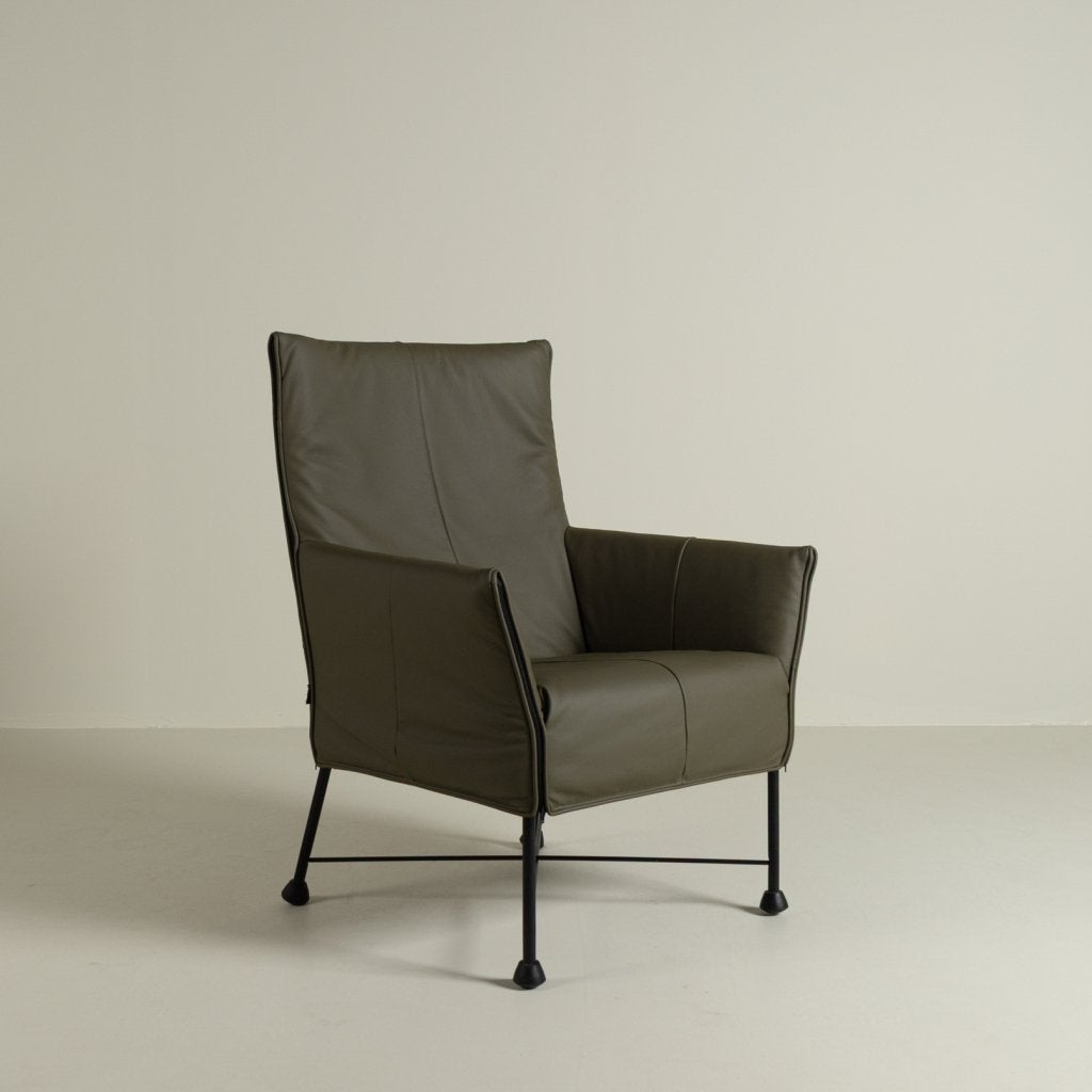 Montis Charly Fauteuil Groen Leer - Zwart (Op Doppen)
