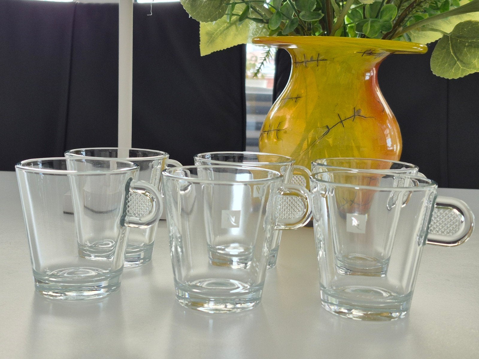 Nespresso lungo 6x koffie kopje glas als nieuw origineel, Ophalen of Verzenden, Overige stijlen, Kop(pen) en/of Schotel(s), Glas