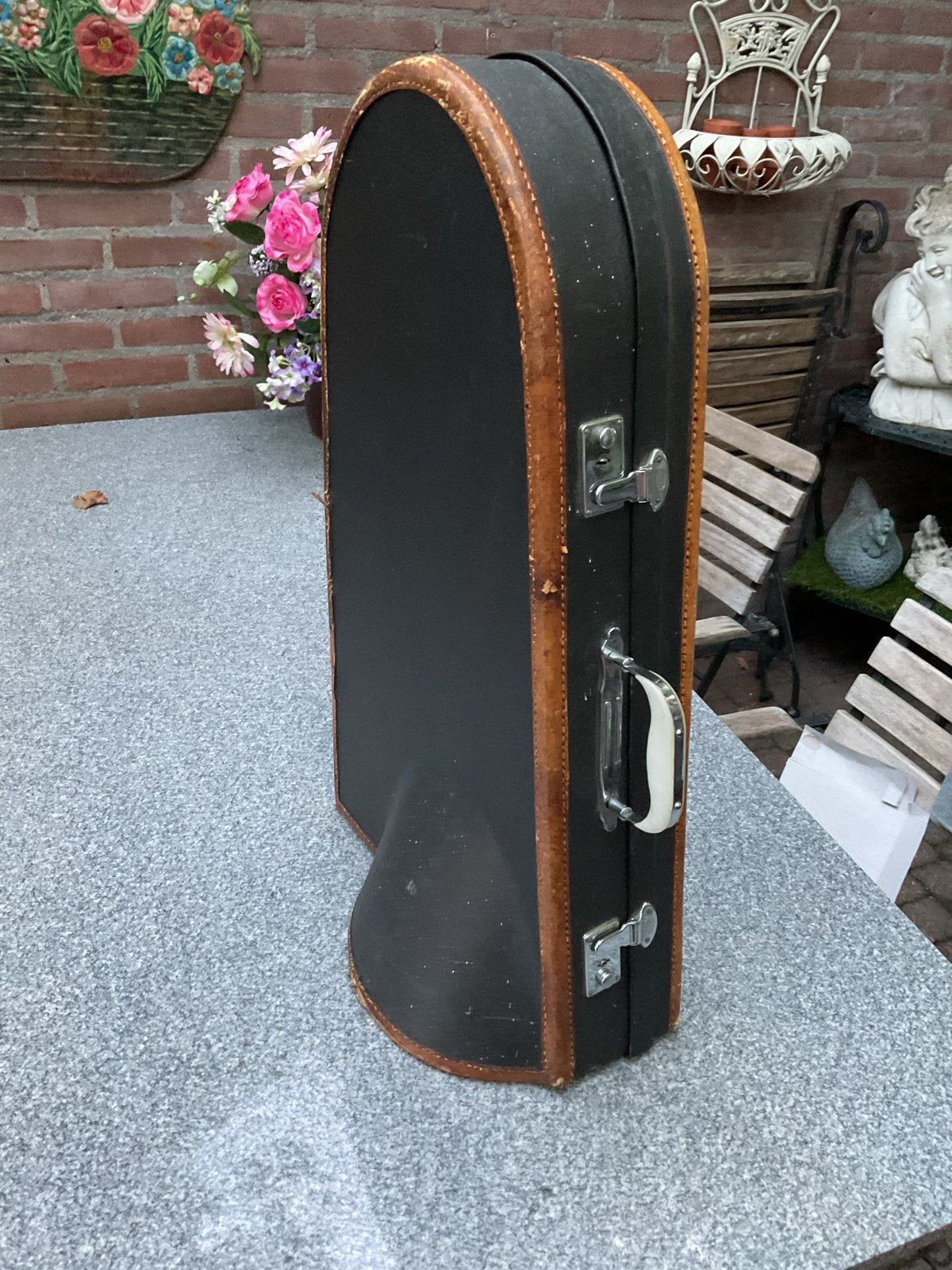 Vintage koffer voor blaasinstrument - met rood fluweel, Ophalen, Gebruikt, Trompet, Flightcase