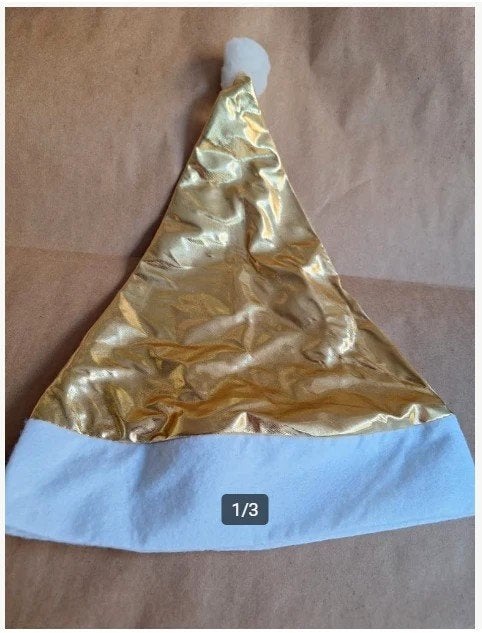 Goudkleurige kerstmuts h, Onbekend, Ophalen of Verzenden, Zo goed als nieuw, Onbekend