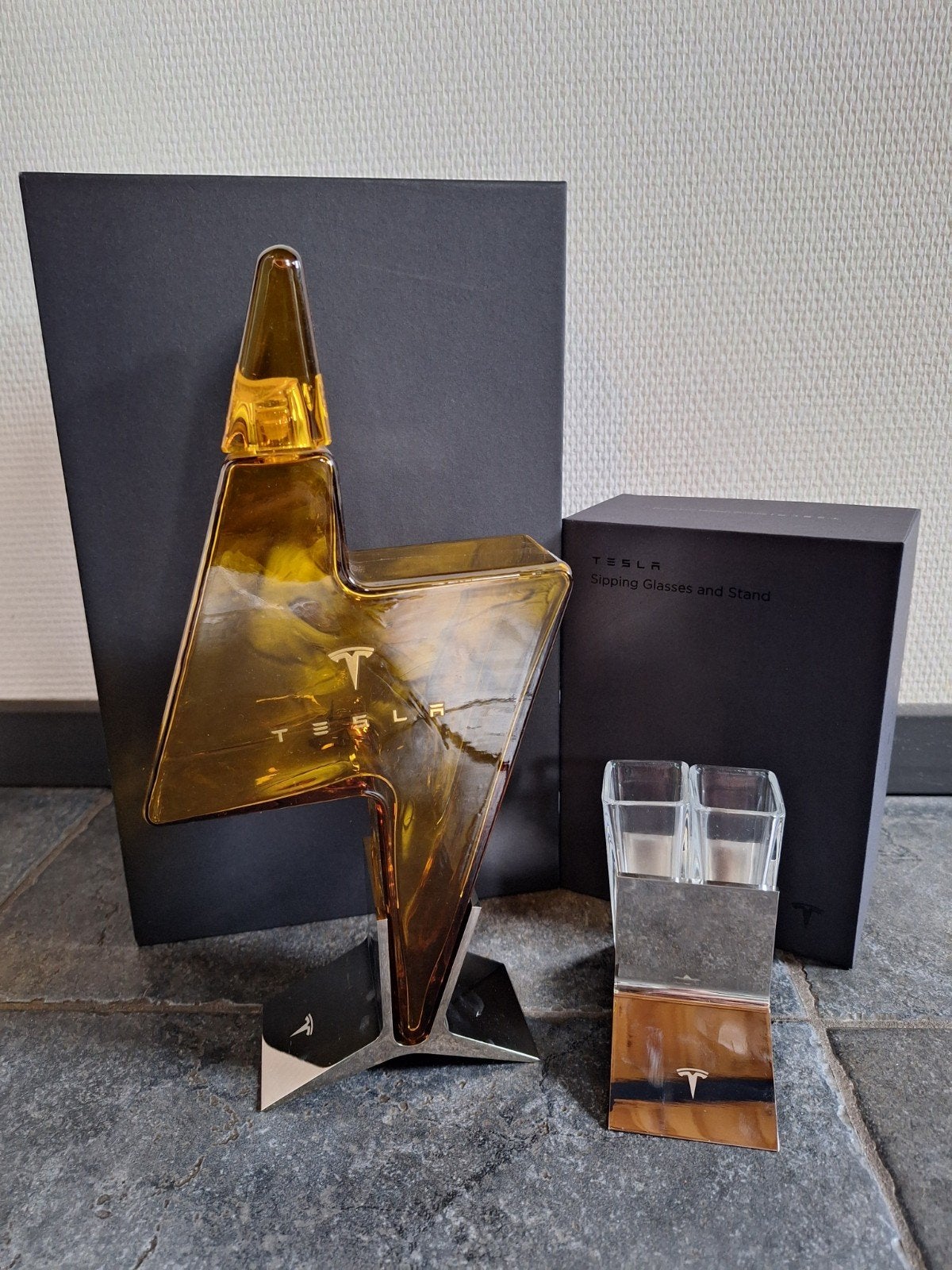 Teslakaraf met glaasjes, Verzamelen, Ophalen, Nieuw, Borrel- of Shotglas