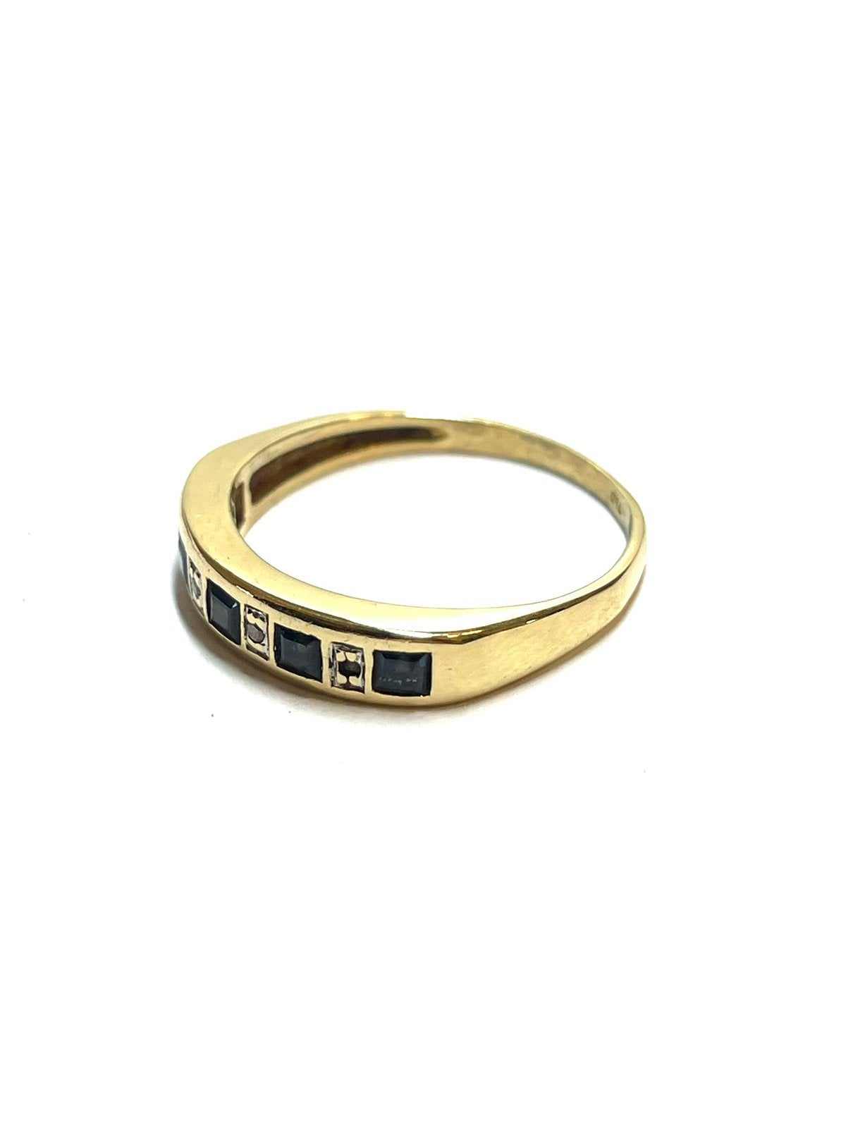 14k gouden ring met saffier en diamant, -, -, Ophalen of Verzenden, Zo goed als nieuw
