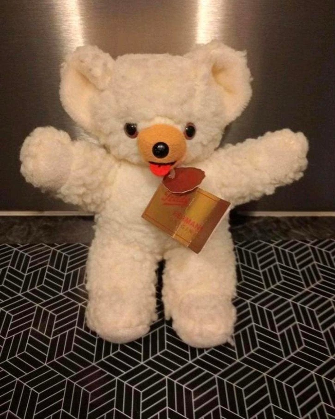 Hermann Teddy Original Beer met label                    -n9, Ophalen, Overige merken, Overige karakters, Beer