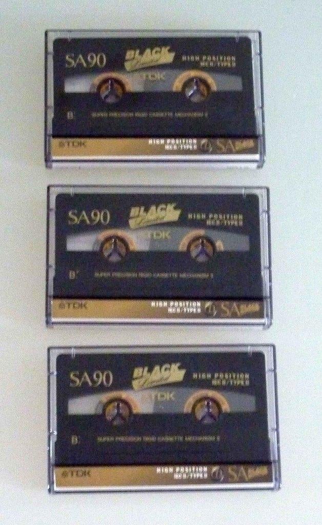3 TDK SA90 Black Limited High Position Super Rigid cassettes, Gebruikt, Overige genres, Onbespeeld, Verzenden