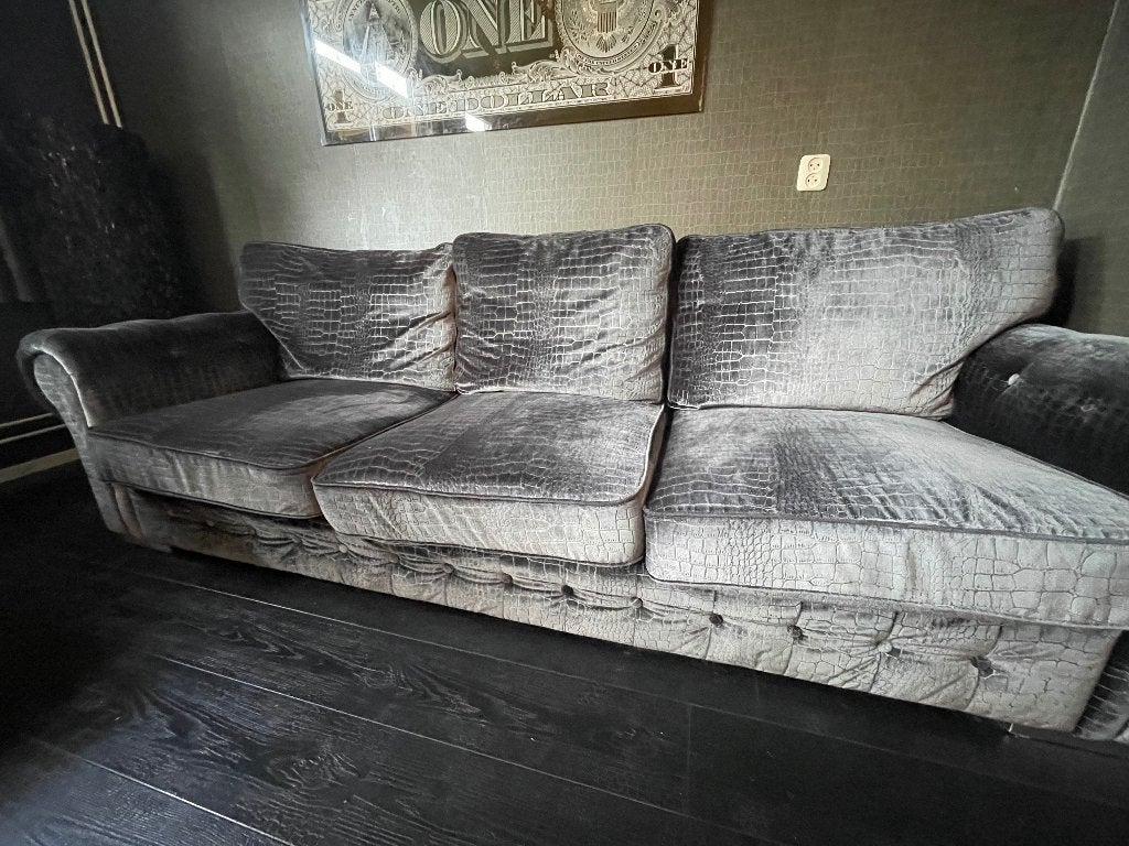 Croco bankstel (grijs), Ophalen, Overige materialen, 250 tot 300 cm, Croco fluweel