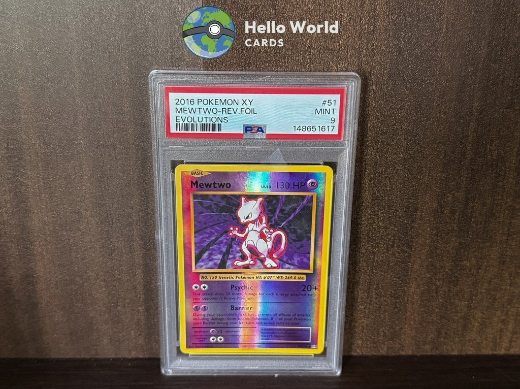 Mewtwo Reverse 51/108 – PSA 9 – XY Evolutions, Ophalen of Verzenden, Zo goed als nieuw, Losse kaart, Foil