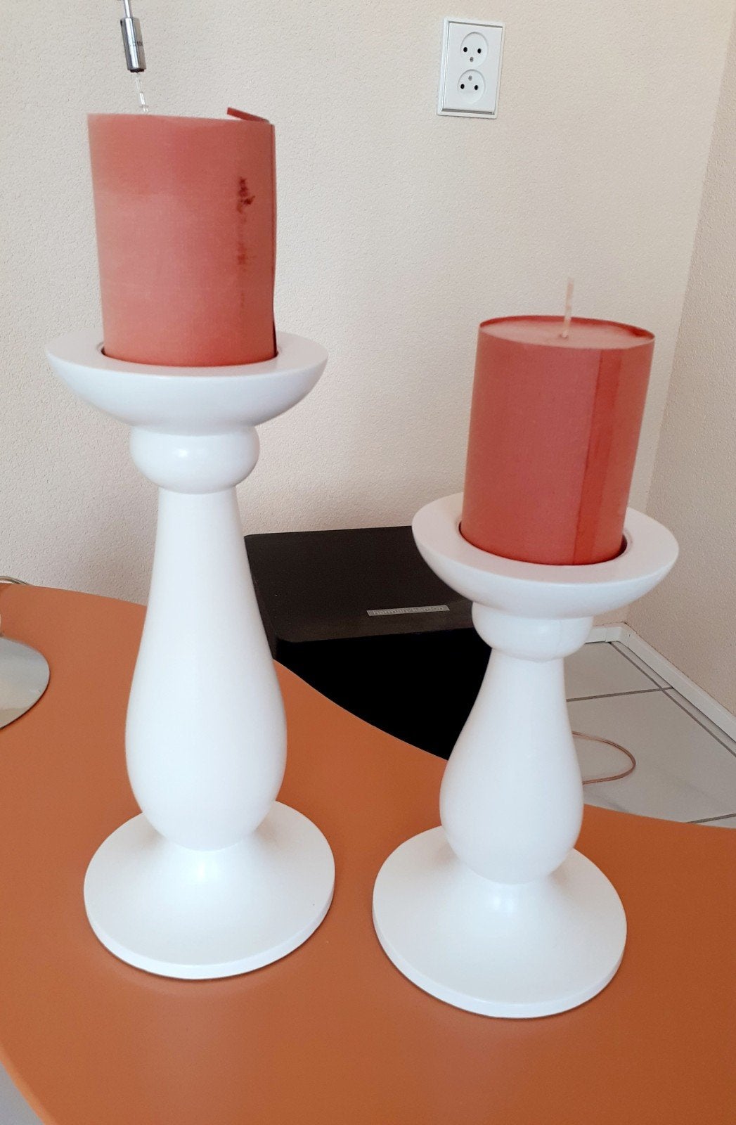 houten kandelaars, Ophalen of Verzenden, Wit