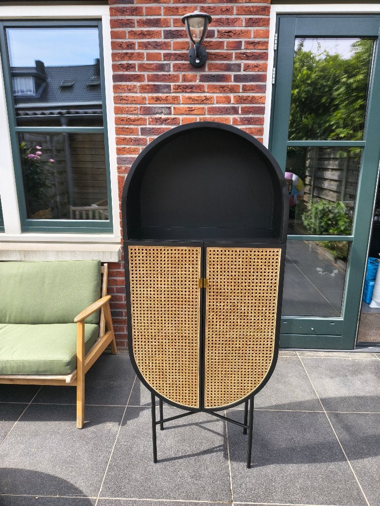 Ovale Zwarte Kast, Ophalen, Met deur(en), Boho, 50 tot 100 cm