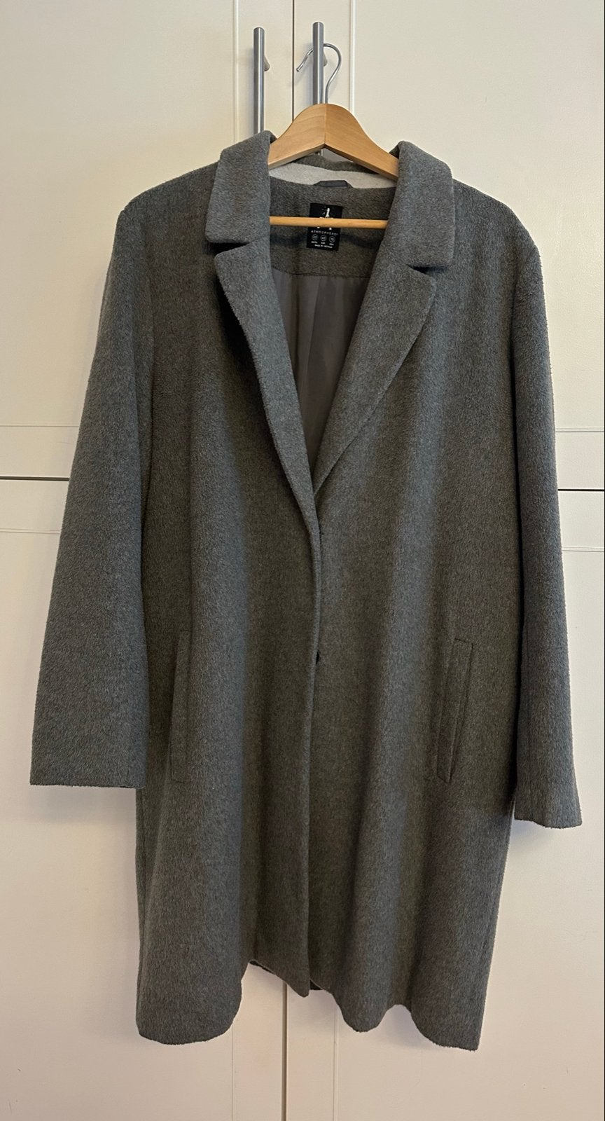 Nette grijze damesjas maat 48 van Atmosphere, Ophalen of Verzenden, Gedragen, Maat 46/48 (XL) of groter, Grijs