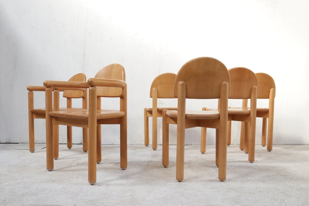 2 Stoelen Beukenhout Rainer Daumiller Hirtshals Armleuning, Ophalen, Gebruikt, Twee, Bruin