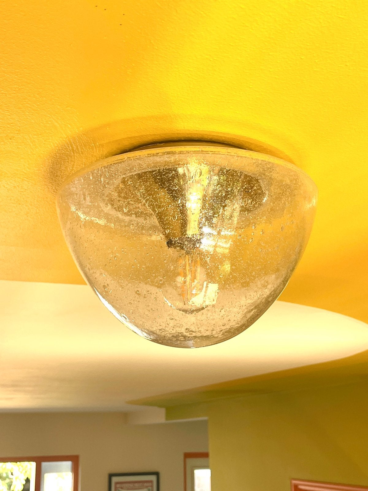 Vintage plafonniere Hoffmeister, Huis en Inrichting, Lampen | Plafondlampen, Jaren 70, Zo goed als nieuw, Plafondlamp, Goud