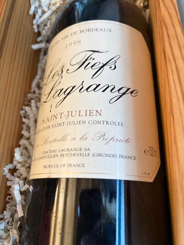 Les Fiefs de Lagrange 1998 - 1.5L Magnum in kist, Frankrijk, Ophalen of Verzenden, Zo goed als nieuw, Rode wijn