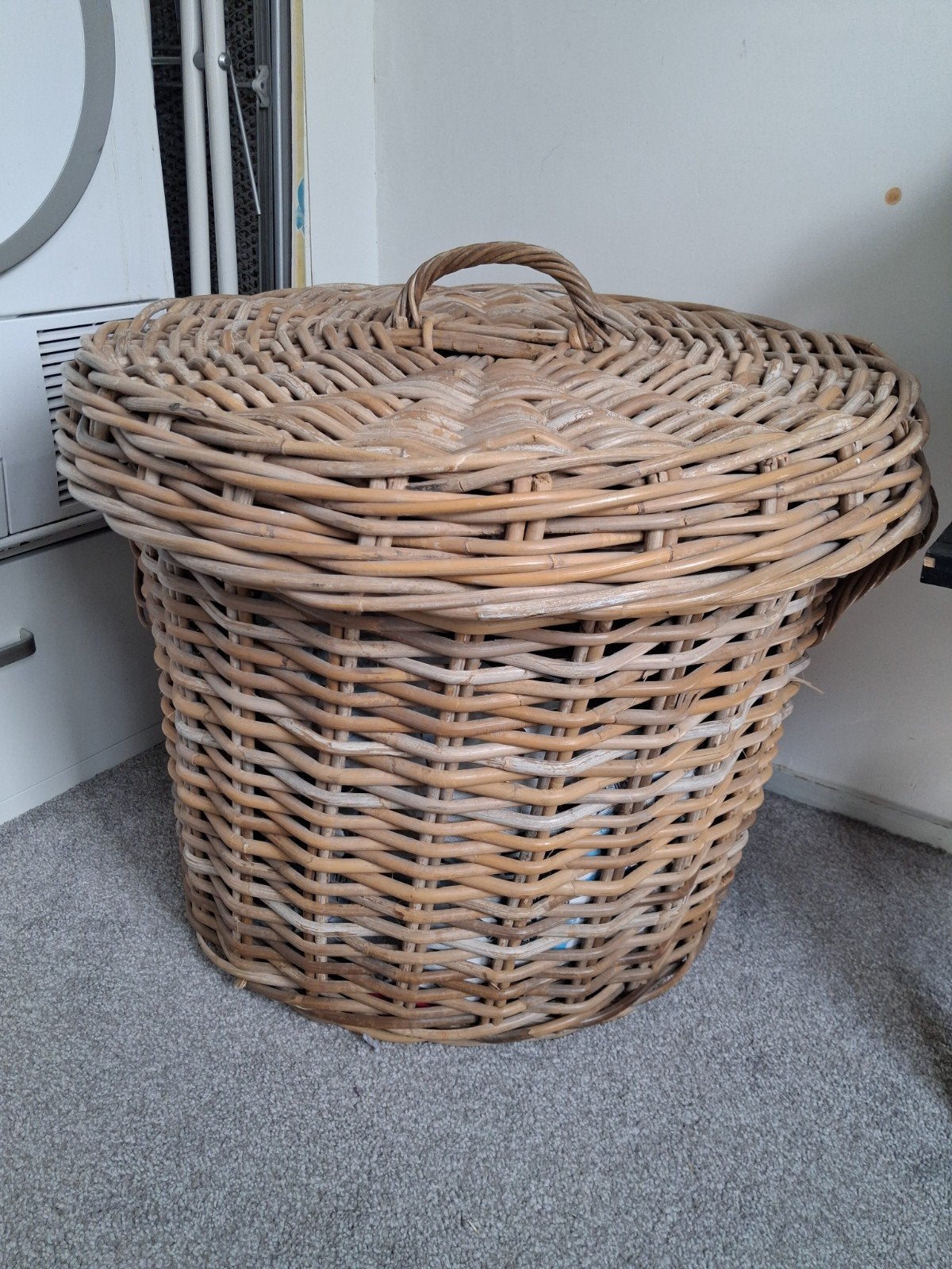 grote rieten mand, Huis en Inrichting, Ophalen, Gebruikt, Mand, Rond