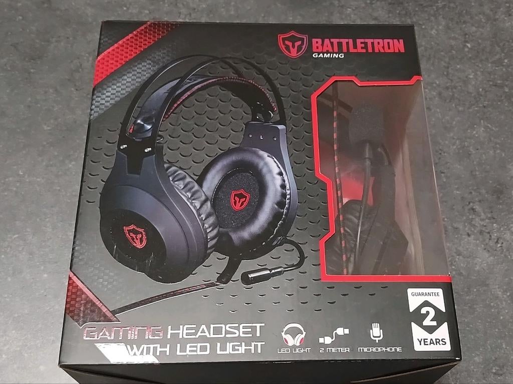 Battletron Gaming Headset met LED Verlichting Zwart/Rood, Ophalen, Nieuw, Over oor (circumaural), Overige merken