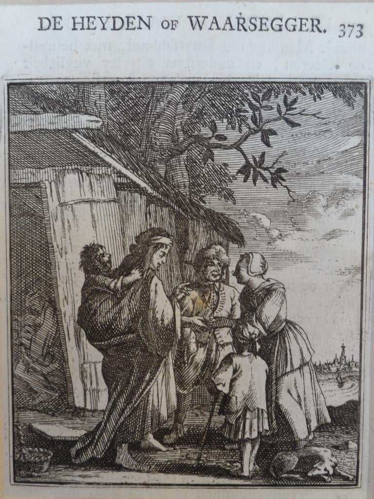 originele kopergravure de Waarzegger, Jan Luyken, 1730, Dagelijks leven, Verzenden, Gravure, Origineel