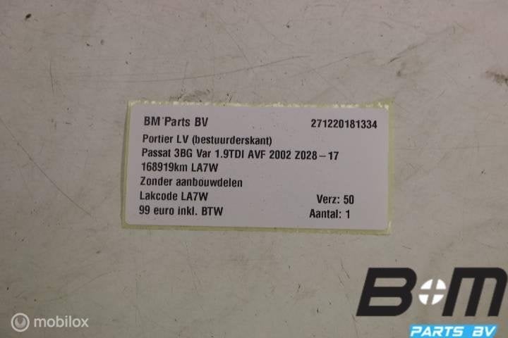 Portier links voor VW Passat 3BG Variant LA7W 3B4831051BE, Gebruikt