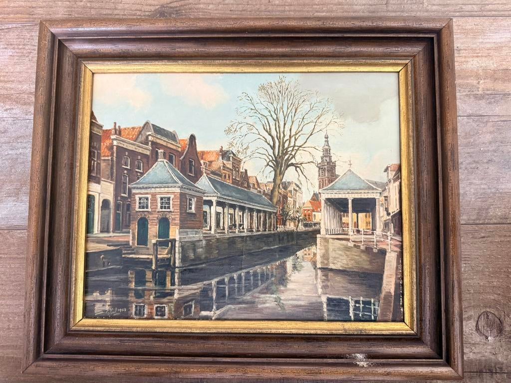 Prachtig schilderij van de visbanken in Gouda, Antiek en Kunst, Ophalen
