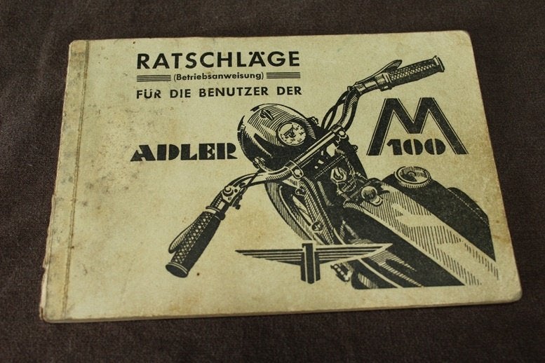 Adler M100 1951 motorrad bedienungs anleitung, Motoren, Ophalen of Verzenden, Overige merken