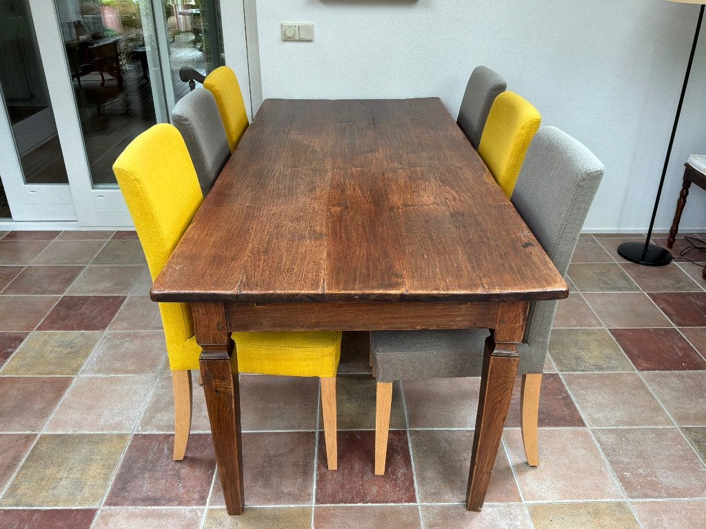 Eettafel, Huis en Inrichting, Ophalen, Gebruikt, Teakhout, 200 cm of meer