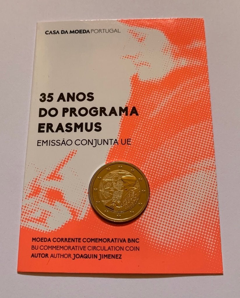 2 Euro Portugal 2022 BU coincard (35 jaar Erasmus), Postzegels en Munten, Verzenden, Portugal, 2 euro, Losse munt