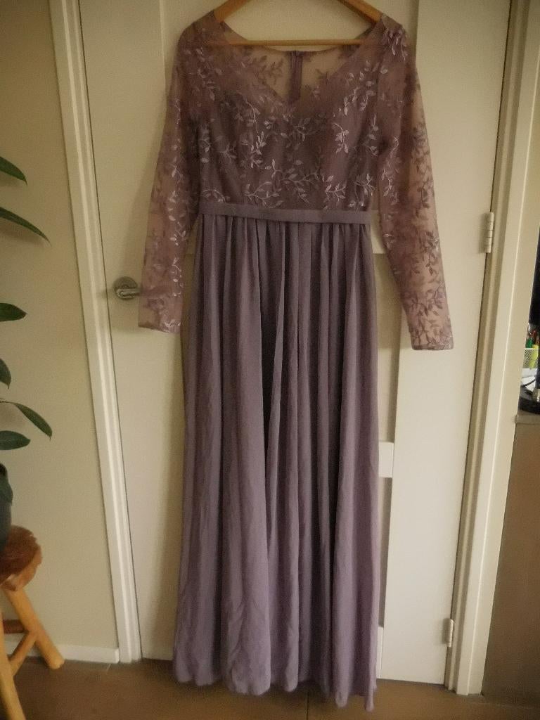 lange jurk. Lila. Mt 38.Merk = Mgiacy. Rok is gevoerd., Maat 38/40 (M), Galajurk, Overige kleuren, Mgiacy