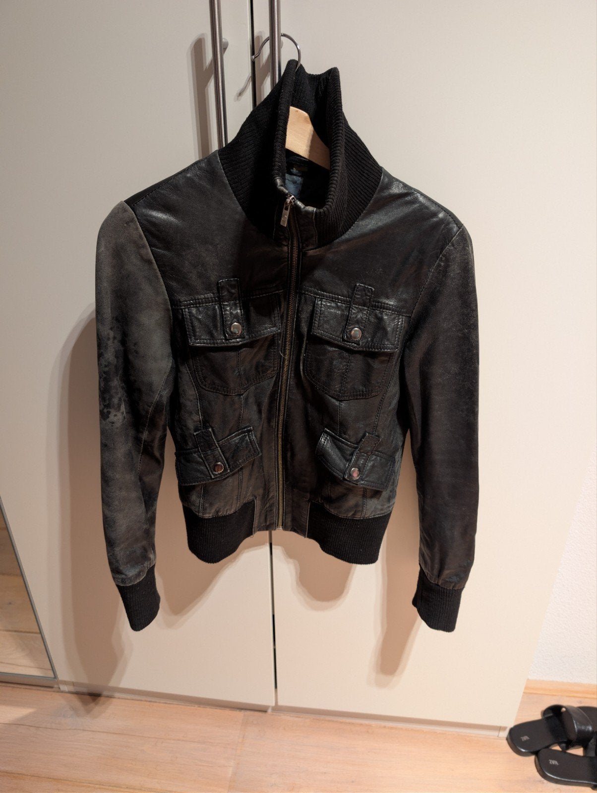 Goosecraft Leren Bomberjack Maat M, Kleding | Dames, Maat 38/40 (M), Goosecraft, Zwart, Ophalen of Verzenden