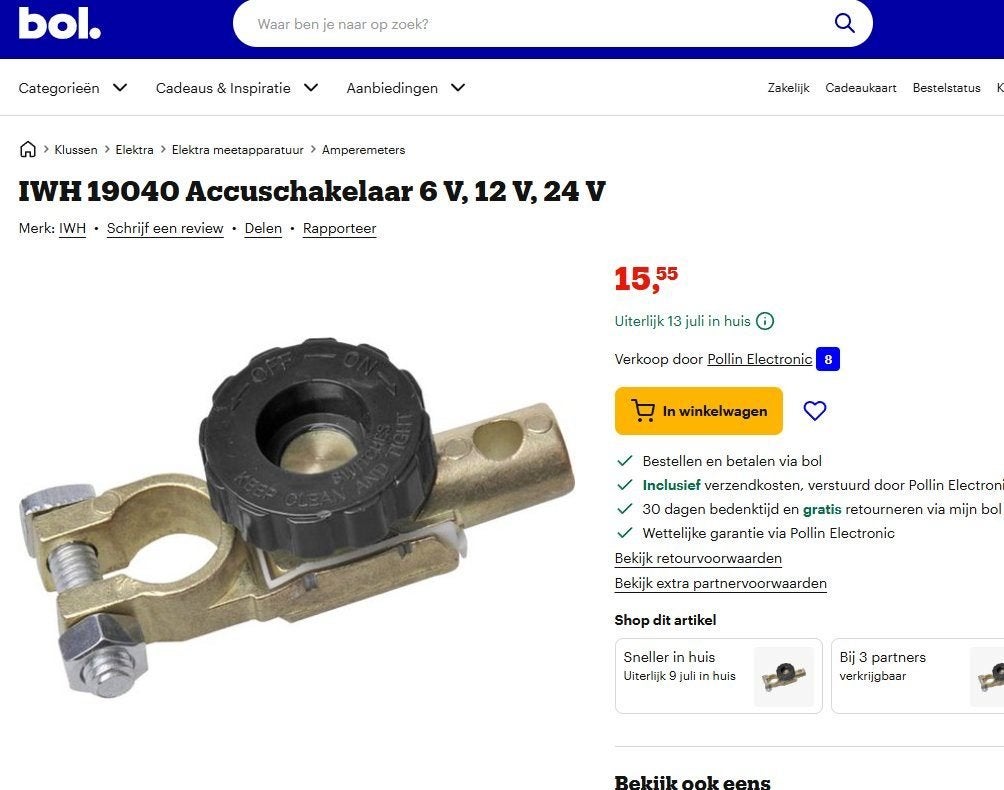 Snel de accu stroomloos maken voor stalling? IDEAAL!, Caravans en Kamperen, Ophalen of Verzenden, Nieuw