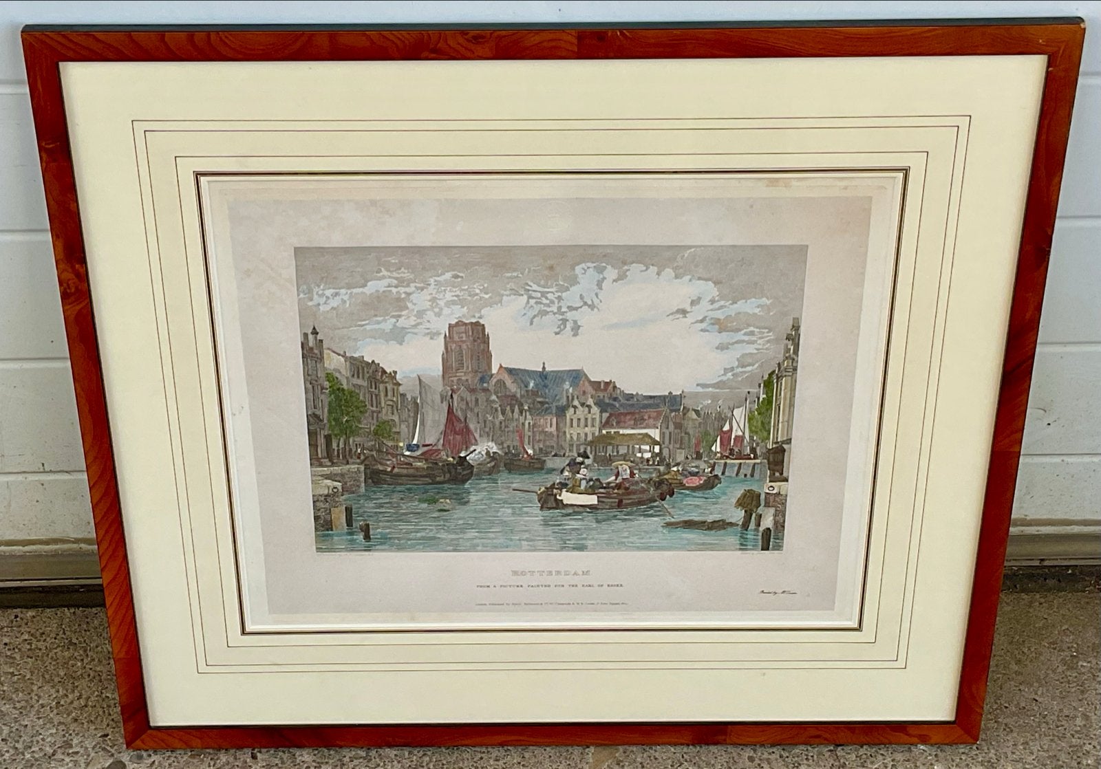 Antieke gravure Rotterdam, 1825 Ingelijst Pim Fortuyn # 475, Ingelijst, 1800 - 1899, Stadsgezicht, 59 cm