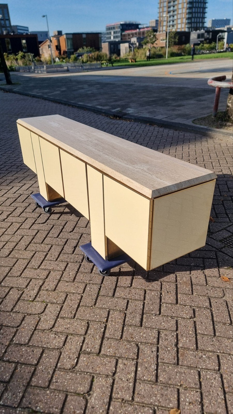 XL dressoir met Travertin marmeren bovenblad, ,, Ophalen of Verzenden, Zo goed als nieuw, ,