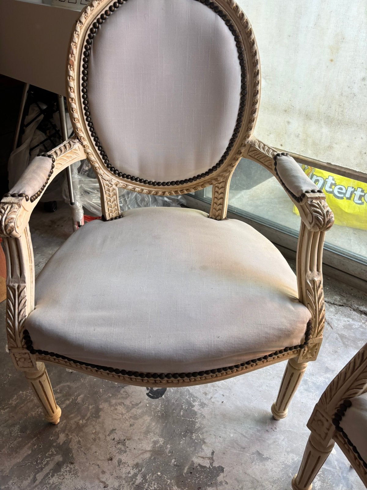 creme brocante stoeltjes €17.50 per stuk, Hout, Beige, Ophalen of Verzenden, Gebruikt
